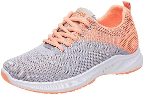Women’s Bowling Shoes Athletic Sneakers Lightweight Breathable Mesh Slip On Shoes with Universal Slide Sole Comfortable Cushion Support Casual Sports Footwear for Bowling, Walking, Training (Orange,10.5) - 5