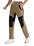 BondiTrekk Pantalones de senderismo multifuncionales para hombre, pantalones cargo de secado rápido, ligeros e impermeables para senderismo, pesca, montañismo, caqui, L