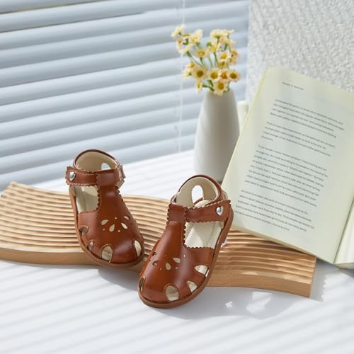 Image of ESTINE Toddler Girls Little Kids Close Toe Sandals - Flower Girl Dress Flats Summer Shoes