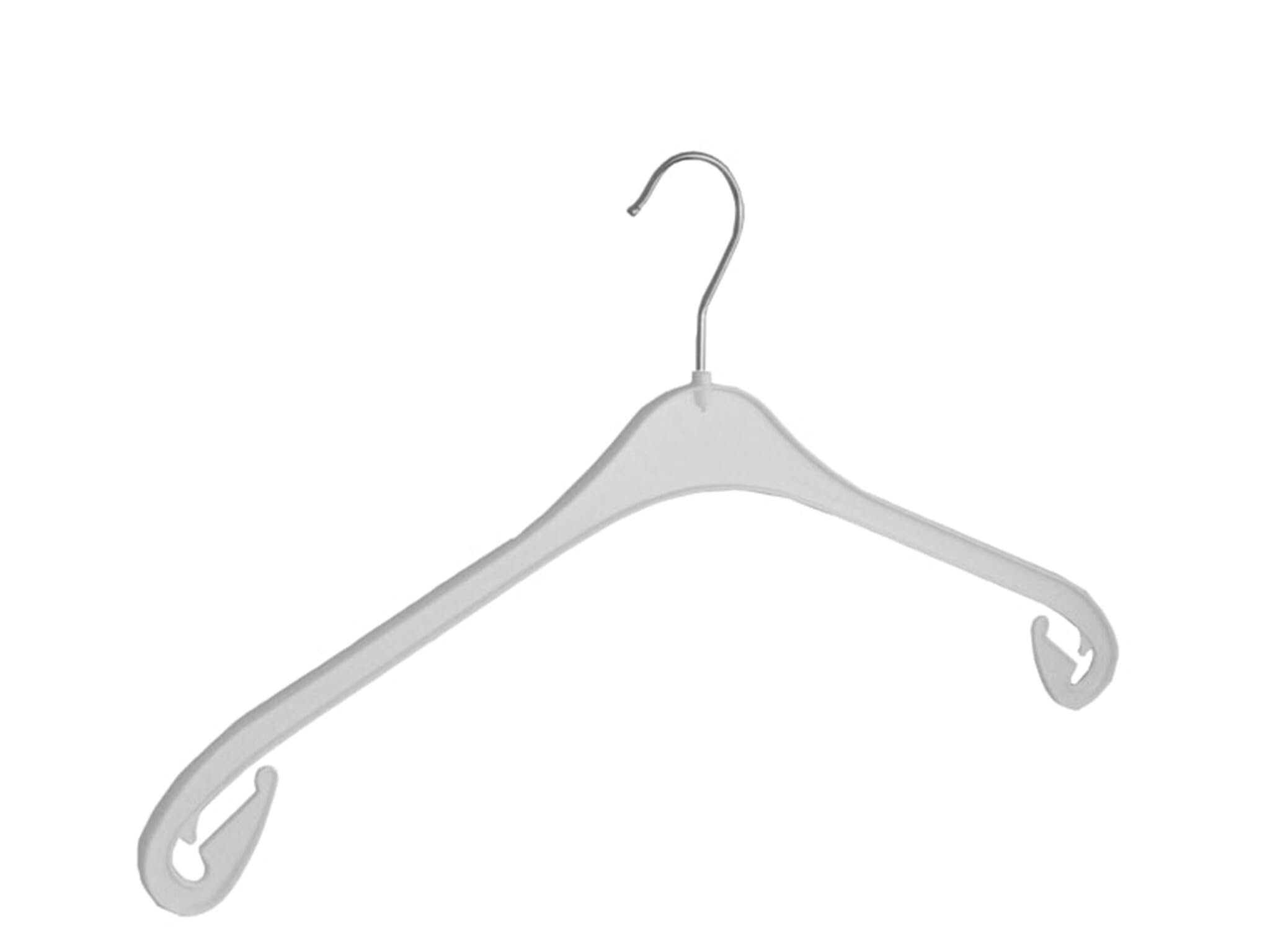 Kleiderbügel, Hemdenbügel, Blusenbügel, 60er Set, Kunststoff, Weiß, Rockkerben, Bluse, Shirt, Hemd, Jacke, Rock, 360° Drehbarer Haken, 47 cm (NA47_01/60)