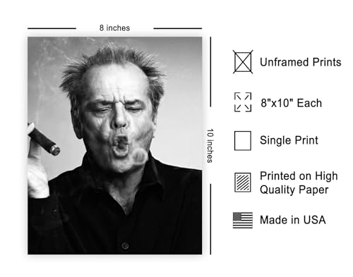 Poster Master Nicholson - Nicholson Actor Print - Celebrity Art - Cigar Art - Gift for Men, Women & Fans - Funny Wall Decor for Bedroom, Living Room or Studio - 8x10 UNFRAMED - Image 2