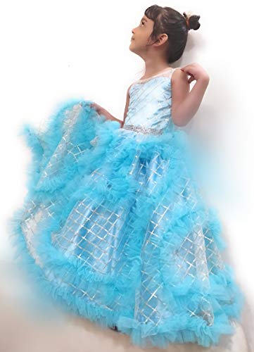 Image of TILISM Girl's Soft Net Fit and Flare Maxi Gown