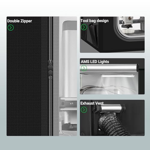 Behuizing voor 3D-printer, met ledverlichting, compatibel met Bambu Lab A1 Combo met AMS Lite vuurvast en stofdichte tent, voor constante temperatuur, 825 x 585 x 585 mm - Afbeelding 5