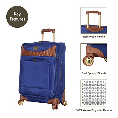 Caribbean Joe Castaway Designer Luggage - 4 Piece Softside Expandable Lightweight Spinner Suitcases- Travel Set Includes Tote Bag, 20-Inch Carry On, 24 Inch And 28-Inch Suitcases (Royal Blue) #TOP1