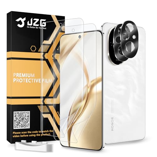 JZG 2 x Protector Pantalla para Honor 200 (6,7 Pulgadas) con 2 x Protector de Lente de Cámara, Autorreparación, Compatible Huellas Dactilares ID, HD Clara, Antiarañazos