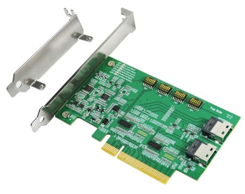 Micro SATA Cables PCIe x8 GEN4 with ReDriver to SlimSAS 4i SFF-8654 Dual Port AIC