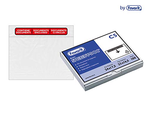 5 Etoiles PAD25 Boîte de 100 Pochettes d'expédition document ci-inclus Format C5 225 x 165 mm Transparent