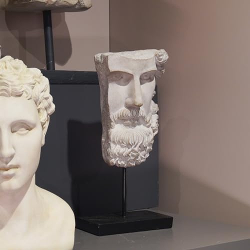 Greek Statue Sculptures Home Decor - Resin Bust Statue Zeus Statue on Metal Pole and Resin Base Greek God Statues for Living Room Shelf Office Table TV Stand Art Decor 8.25*4.5*16 Inch LC Lcdecohom