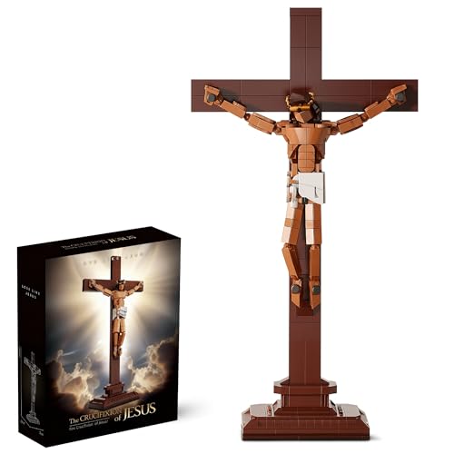 TLOEP Jesus Crucifix Building Set, Christian Cross Display Model (588 Pieces), Faith-Based Religious Decor Statue for Home & Office, Christian Gift for Easter, Lent & Confirmation