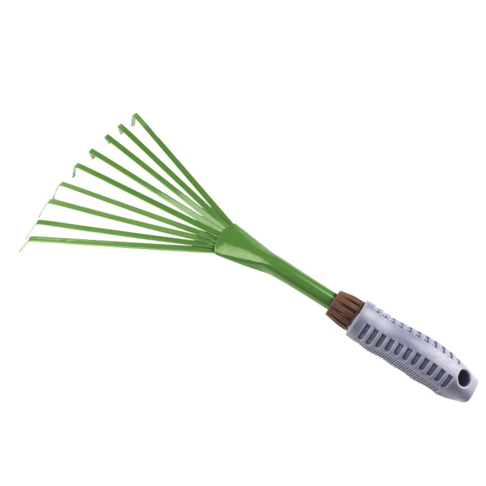 TopHomer Mini rastrello da giardino da 16 pollici 9 radici in acciaio ventilatore a mano Rastrello da giardino Rastrello per arbusti a mano Rastrello per ventaglio a mano piccola impugnatura..