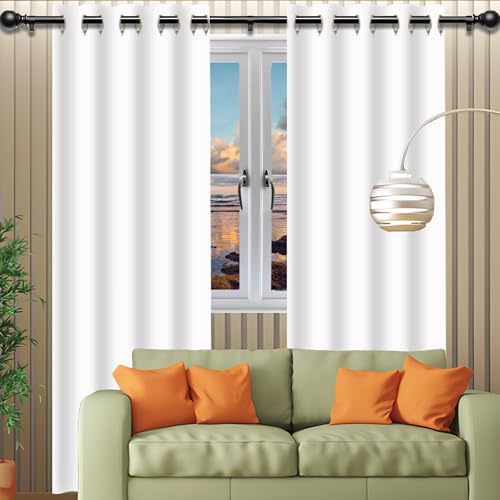 WUQINC Cortinas Salon Moderna 225 x 243 cm Anti Luz Cortina Aislantes Frio y Calor Cortina Salon Opaca para Sala Cuarto Dormitorio Comedor Cocina Salón, Blanco