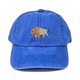 PD Gift for Animal lover, Beautiful Bison Buffalo embroidered dad hat, Animal embroidered baseball cap, camping cap hat, custom cotton hat, custom embroidery cap (BLUE)