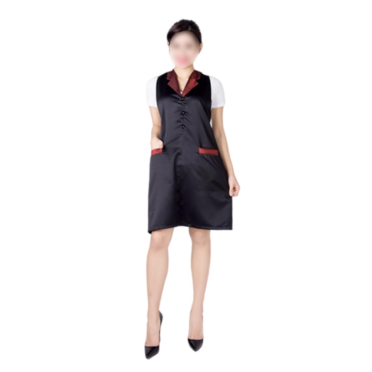 2 Piezas delantal protector bata de aseo bata de peluquería chaqueta de delantal de peluquero profesional accesorios para cortar el cabello uniforme de rojo