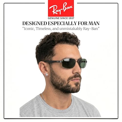Image of Ray-Ban RB3445 Rectangle Shaped Sunglasses for Men with Official RAYBAN Eyewear Kit