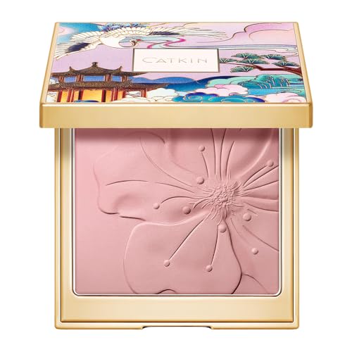 CATKIN Cheek Powder Blush Baked Pink Makeup Blusher Creamy Light Weight Natural Finish 10g (C06 Misty Rain) C06 Misty Rain 0.35 Ounce (Pack of 1)