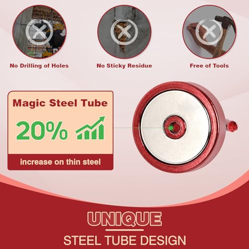 Image of Neosmuk Magnetic Hooks Steel Tube Design for Cruise,80lb+ Red,10 Pack