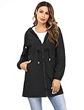 【Abrigos Impermeables para Mujer】Hecho de 100% poliéster. Fino y transpirable, ultraligero, impermeable y cortavientos, de secado rápido. No es solo un impermeable, sino también una chaqueta de moda para mujer, una chaqueta cortavientos para mujer, que se puede usar en las cuatro estaciones.