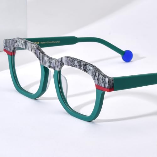 Image of HEPIDEM Multicolor Acetate Glasses Frame Women,Oversize Round Optical Eyeglasses