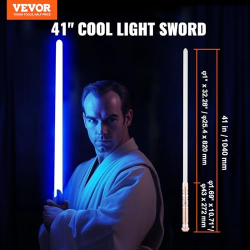 Image of VEVOR Light Sword, Light up Sword with 12 RGB Colors, FX Sound and Realistic Handle, Rechargeable Light Up Toy for Adults and Kids, Christmas Day, Halloween Cosplay, Birthday, Gold