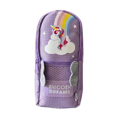 Estojo Escolar Unicorn Dreams, Lilás, 21 x 10 x 4 cm, Compartimento Único com Zíper