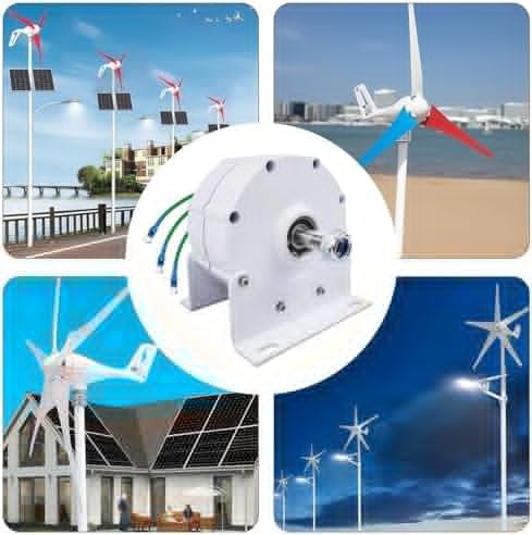 Kit generatore per turbina eolica con regolatore di Carica, apparecchiatura per la Produzione di energia elettrica Verticale, generatore a magneti permanenti a Basso Numero di Giri da 12000