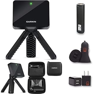 Garmin Approach R10, Portable Golf Launch Monitor, Take Your Game Home, Indoors or to The Driving Range, Up to 10 Hours Battery Life Bundle with Case, Tripod, EZEE PowerPack Bundle (7 Items)
