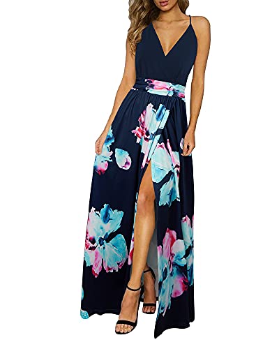 Image of Newshows Women's 2026 Lightweight Summer Wedding Guest Beach Vacation Casual V Neck Split Flowy Maxi Dress