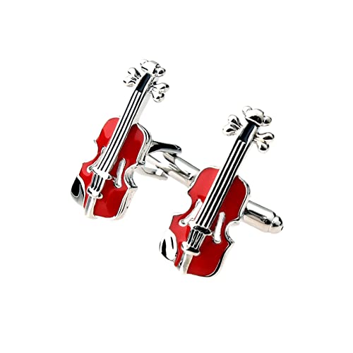 Mancuernillas Daesar de Hombre con Guitarra Plata y Rojo