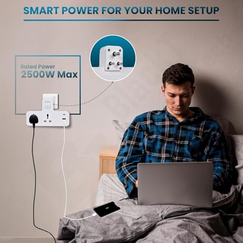 Image of Blackt Electrotech (BTPS12) Extension Board with USB - 2500W 10A Power Extension Board with 18W Type-C PD & QC 3.0, Dual Multi Plug Socket, USB Hub & Touch Lamp for Home, Office, Bedroom