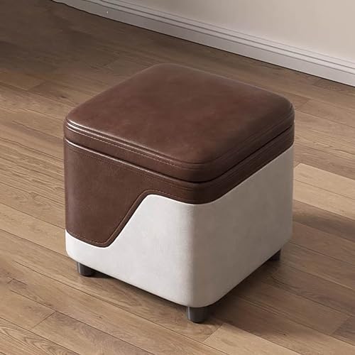 ZHANGGL Reposapiés Debajo de la Mesa, reposapiés de Madera Maciza con Almacenamiento, Taburete Multiusos de Cuero para Zapatos, baúl de Almacenamiento, taburetes Bajos, Asiento a