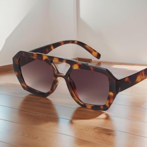 Image of ADE WU Rectangle Sunglasses for Women Men Retro 90s Sunglasses Trendy Black Tortoise Shell Glasses Y2K