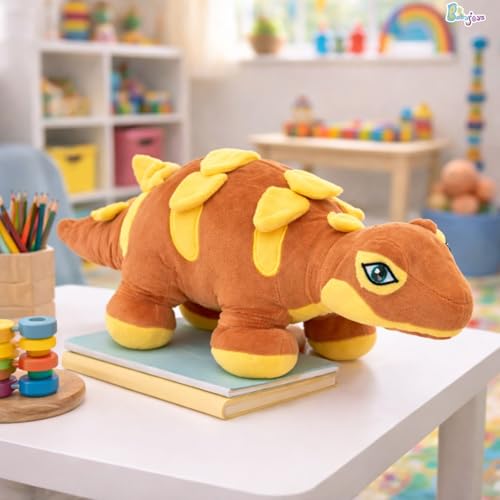 Image of Dinosaur Soft Toy (53CM) Cartoon Orange Plush Stuffed Animal| Baby Plush Toy Stuff Toy| Cute Cuddly Dino Teddy for Kids and Babies | Huggable Soft Toy Birthday Gift for Boys and Girls Kids