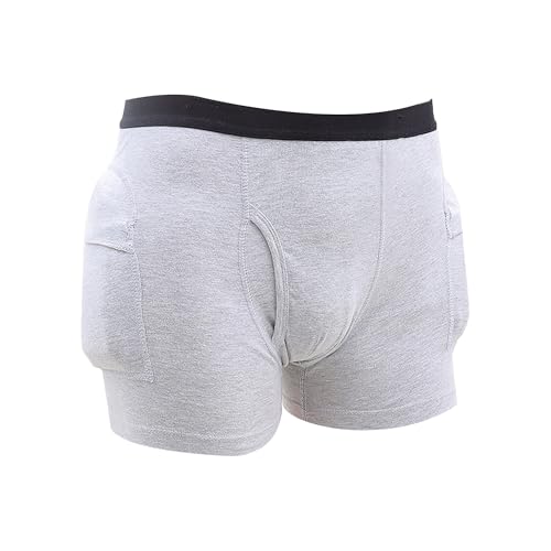 QNZKIOXV Hip Protection Undergarment, Undergarment Fall Injury Prevention Hip Support for Elderly Seniors, Men's Anti Fall Injury Shorts with Detachable Sponge L Grey