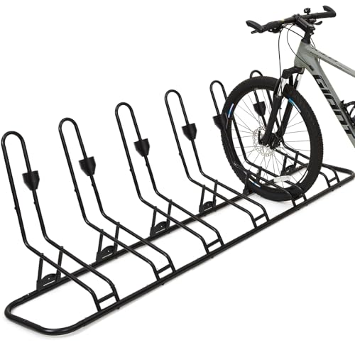 Floor Bike Rack for 6 Bikes Safeguard Disc Brakes & Derailleurs Design Waterproof Bicycle Stand Indoor/Outdoor/Garage Use Fits 12-29 Tires Upgraded 0.63 Steel Tubes for Stability