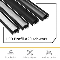 A20 LED Aluprofil Schwarz Eckprofil 30° 2 Halter metall Befestigung – Ansicht 5