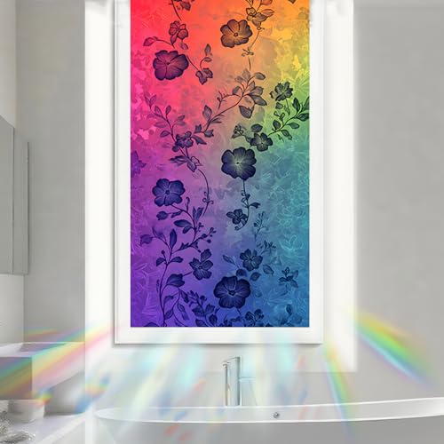 Image of Nuxovilar Rainbow Floral Window Film, 17.7x39.4inch