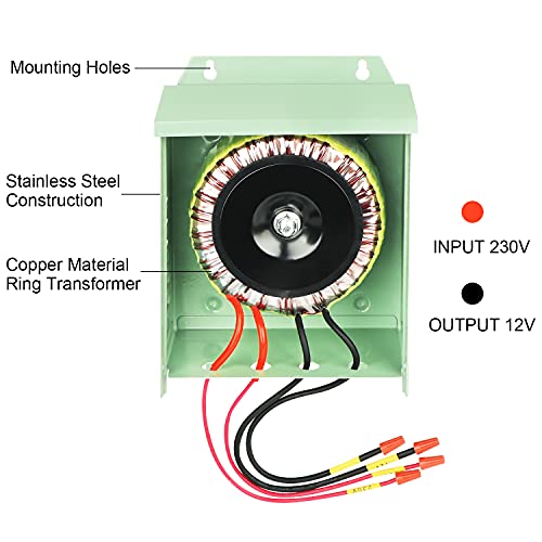 COOLWEST Transformateur LED 12 V 300 W Transformateur LED 230 V vers 12 V CA pour éclairage de piscine, phare, spa, bande LED, intérieur/extérieur (vert)