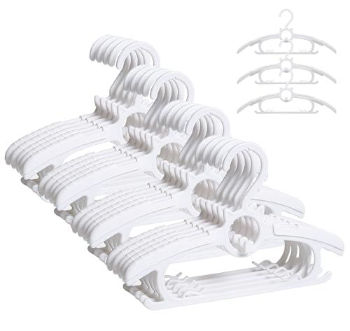 Image of Baby Hangers,20pack White Kids Clothes Hanger Plastic, 11-14" Adjustable Bulk Perchas for Newborn, Non-Slip Children Outfit Bear Hanger for Girl Boy Toddler Infant Nursery