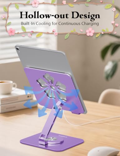 Image of Rotating Tablet Stand for Desk, Aluminum Tablet Holder, Purple
