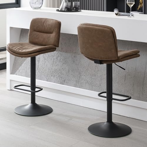 Image of FIRAVOE Adjustable Bar Stools Set of 2, Swivel Counter Height Chairs