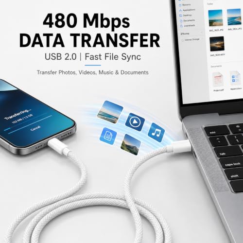 Image of Novobit 100W Type C to C PD Fast Charging Cable Compatible with Apple iPhone 17 /17 Air /17 Pro /17 Pro Max, 16 /15 Series, MacBook, iPad, Type C Laptops & Other USB C Devices