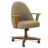 Chromcraft Swivel Tilt Chairs, Luxe Wooden Arm All-Metal Pedestal Base Chairs with Wheels for Kitchen