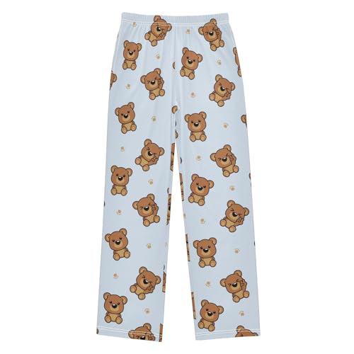 ZZKKO Cute Brown Bear Cartoon Boys Pants for Kids Jogger Pants with Pockets S-XL