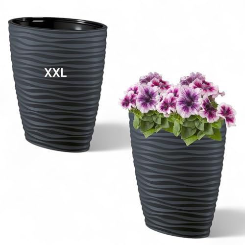 MELTOM Pflanzkübel Oval mit Herausnehmbaren Einsatz Slim 3D Effekt...