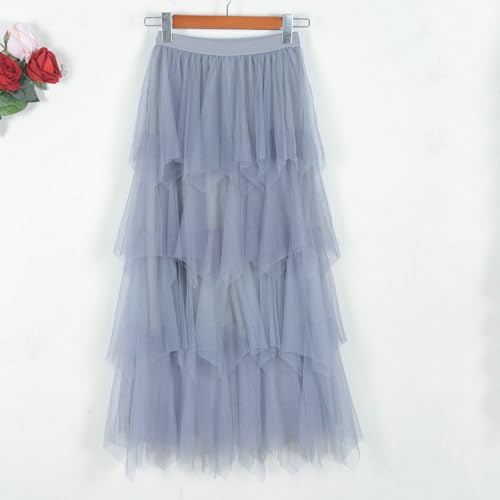 Women's Long Maxi Tulle Skirts High Waisted A-Line Ruffle Tiered Layered Mesh Tutu Skirt Petticoat2
