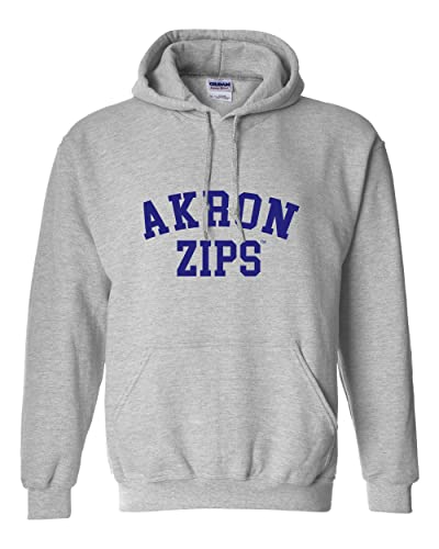 CreateMyTee | University of Akron Zips Hooded Sweatshirt (Sport Grey, Large)