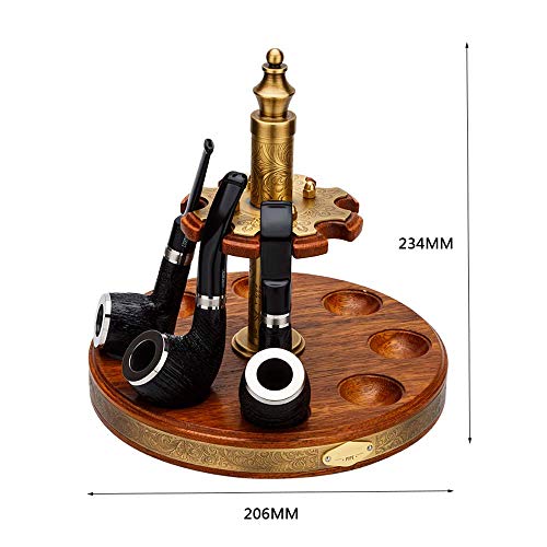 OSBELE Wooden Tobacco Pipe Stand - 360° Rotating Tobacco Pipe Stand Pipe Rack - Handmade Cigar Accessories for 8 Smoking Pipes - for Father's Day or Mens Gift