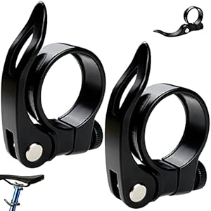 GZcaiyun 2 Stück Fahrrad Sattelklemme 31.8 mm, Aluminiumlegierung Schnellspanner Sattelkloben für 31.8 mm Mountainbike Rennrad Sattelstütze (Schwarz)