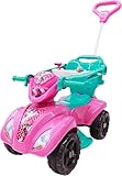 Quadriciclo Infanti Menina, Rosa, Brinquedo de Passeio com Empurrador, Haste Guia, Proteção Lateral
