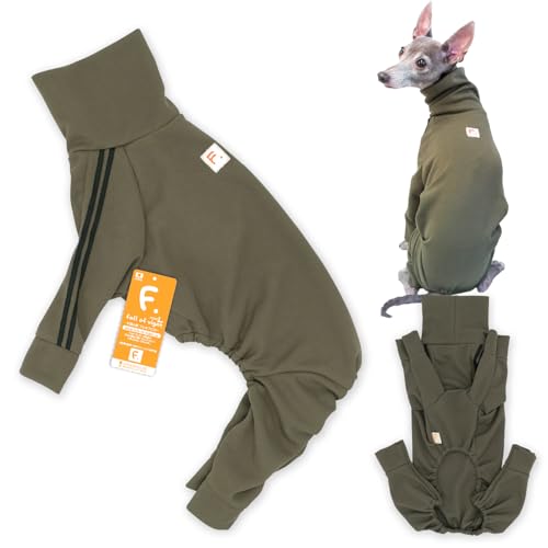 イタグレ ドッグプレイ 体操服 ジャージ つなぎ 抜け毛対策 長袖 ロンパース 犬の服 フルオブビガー 11/カーキ IS